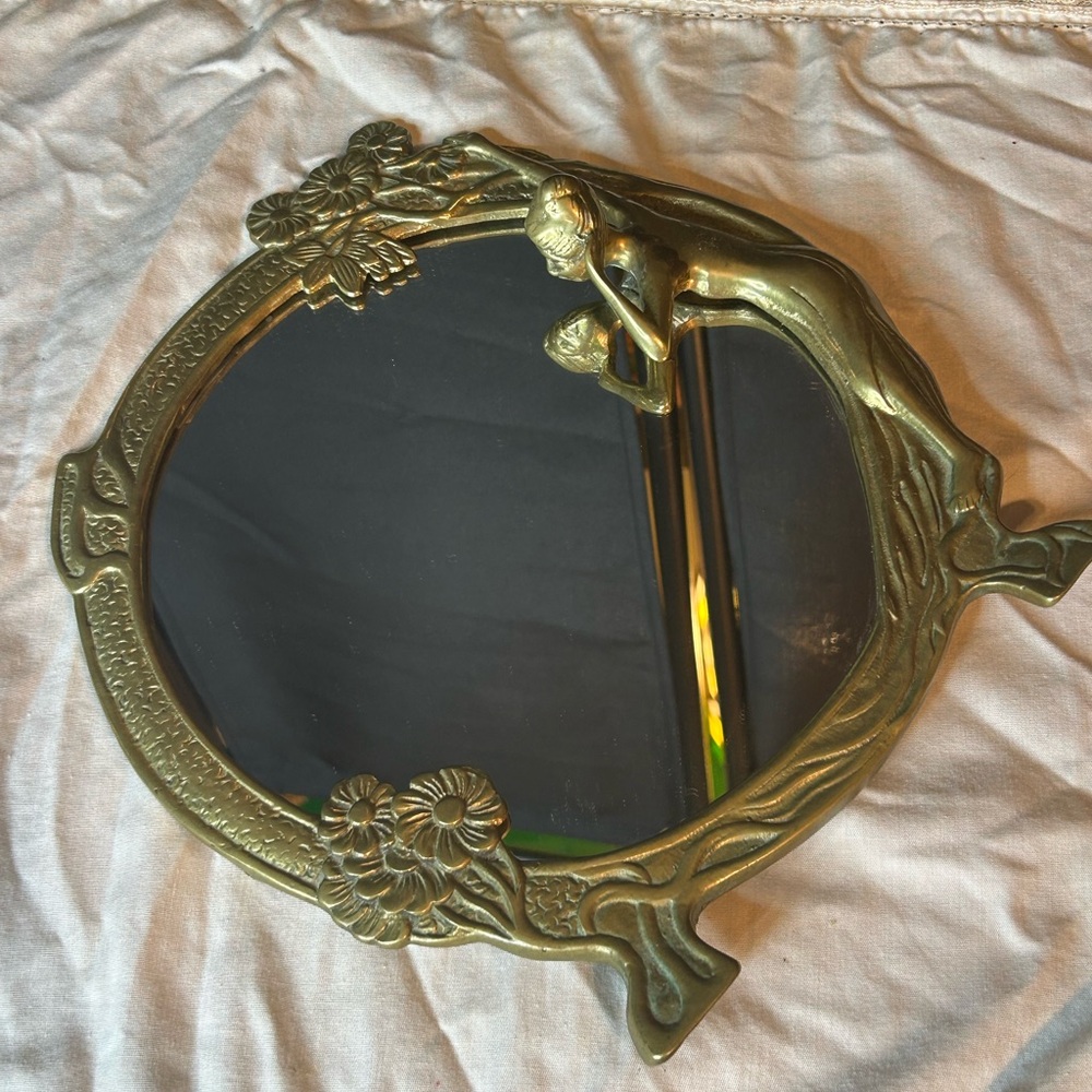Elegant Gold Art Nouveau Wall Mirror